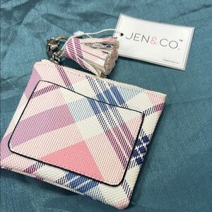 Jen & Co. Pink and Blue Plaid Wristlet